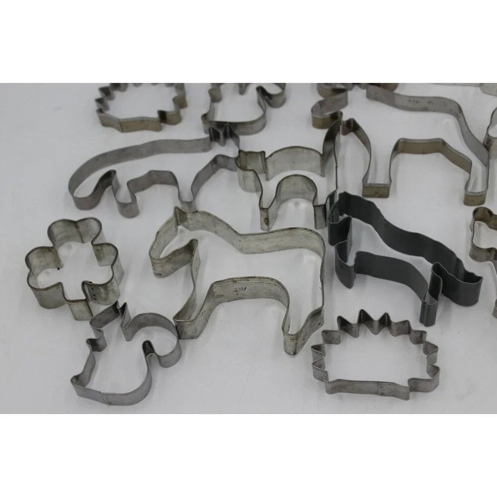 Lot of 20 Cookie Cutters Tin Metal Moose Squirrel Bear Fox Animals Horse Variety